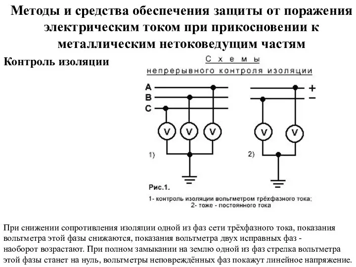 Методы и средства обеспечения защиты от поражения электрическим током при прикосновении