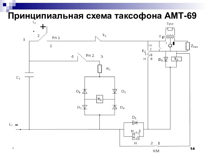 * Принципиальная схема таксофона АМТ-69