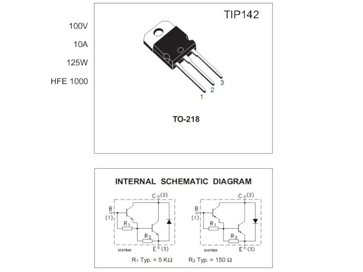 100V 10A 125W HFE 1000 TIP142