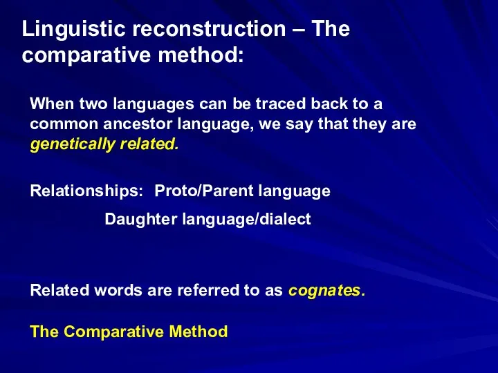 Linguistic reconstruction – The comparative method: When two languages can be