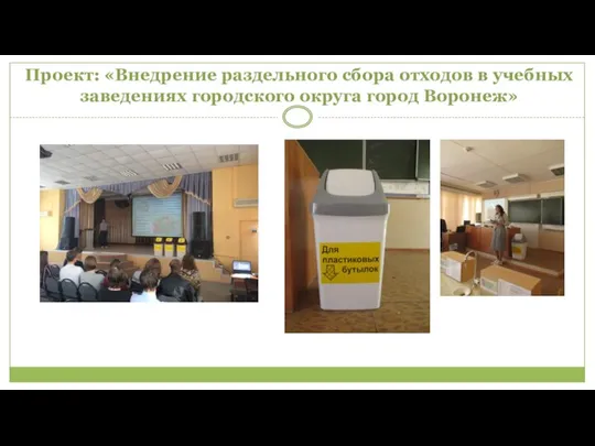 Проект: «Внедрение раздельного сбора отходов в учебных заведениях городского округа город Воронеж»