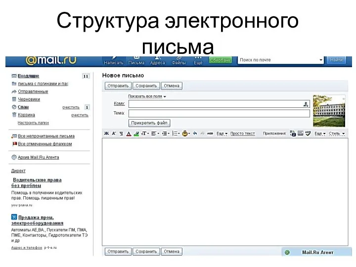Структура электронного письма