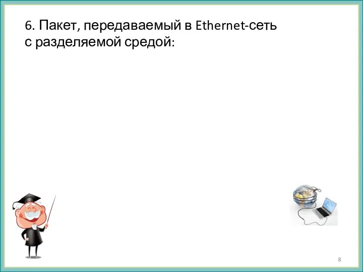 6. Пакет, передаваемый в Ethernet-сеть с разделяемой средой: