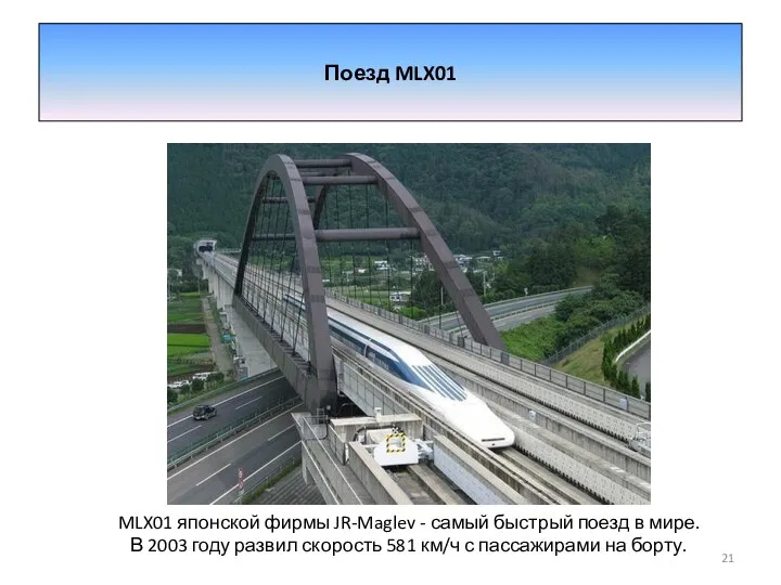 MLX01 японской фирмы JR-Maglev - самый быстрый поезд в мире. В