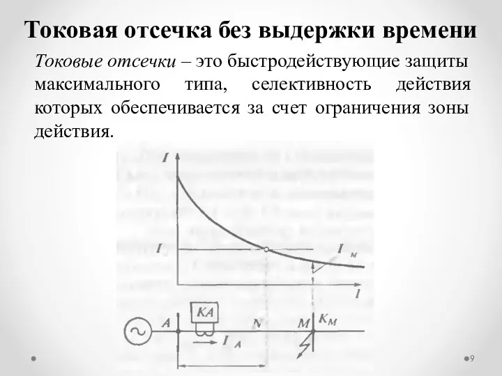 Токовая отсечка без выдержки времени Токовые отсечки – это быстродействующие защиты