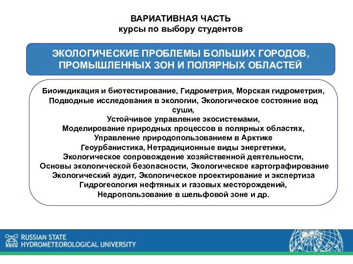 ЭКОЛОГИЧЕСКИЕ ПРОБЛЕМЫ БОЛЬШИХ ГОРОДОВ, ПРОМЫШЛЕННЫХ ЗОН И ПОЛЯРНЫХ ОБЛАСТЕЙ ВАРИАТИВНАЯ ЧАСТЬ