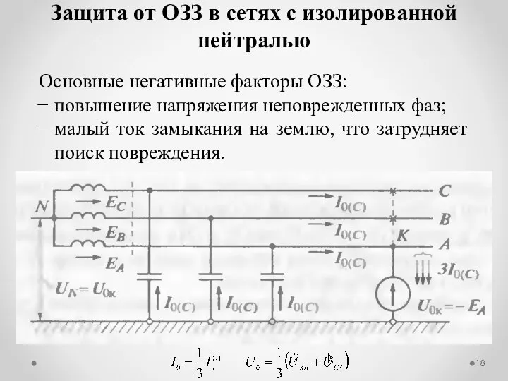 Защита от ОЗЗ в сетях с изолированной нейтралью Основные негативные факторы