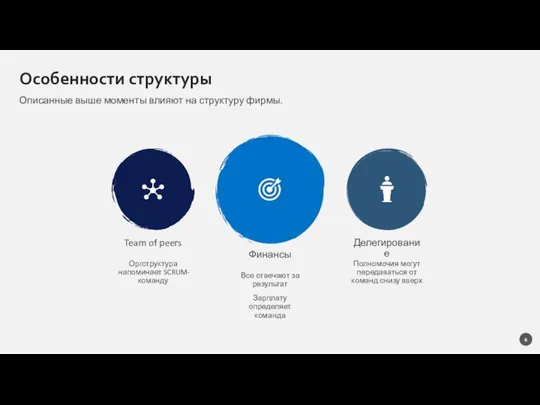 Особенности структуры Описанные выше моменты влияют на структуру фирмы. Team of