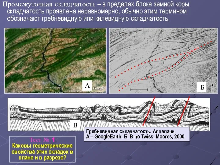 Промежуточная складчатость – в пределах блока земной коры складчатость проявлена неравномерно,