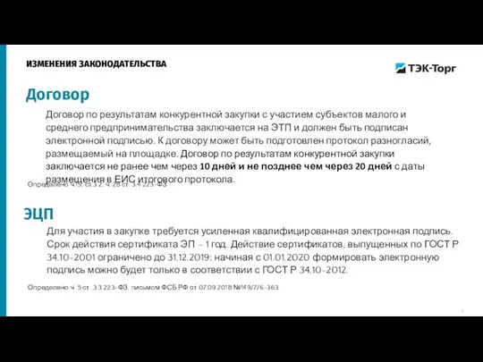 Договор по результатам конкурентной закупки с участием субъектов малого и среднего