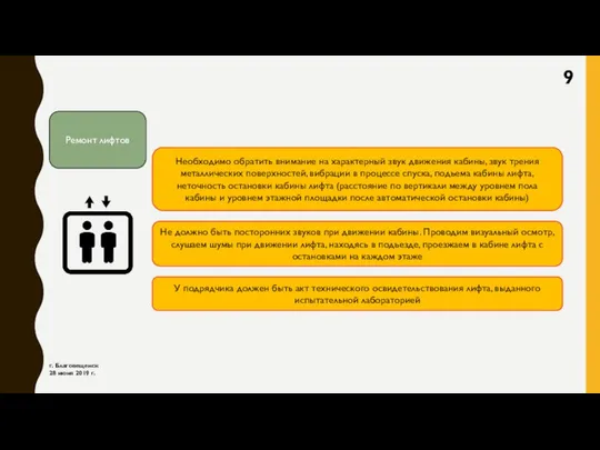 г. Благовещенск 28 июня 2019 г. Ремонт лифтов Необходимо обратить внимание