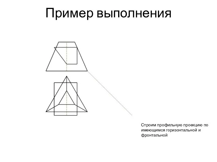 Пример выполнения Строим профильную проекцию по имеющимся горизонтальной и фронтальной