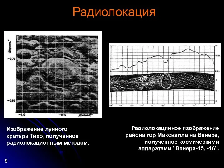 Радиолокация Радиолокацинное изображение района гор Максвелла на Венере, полученное космическими аппаратами