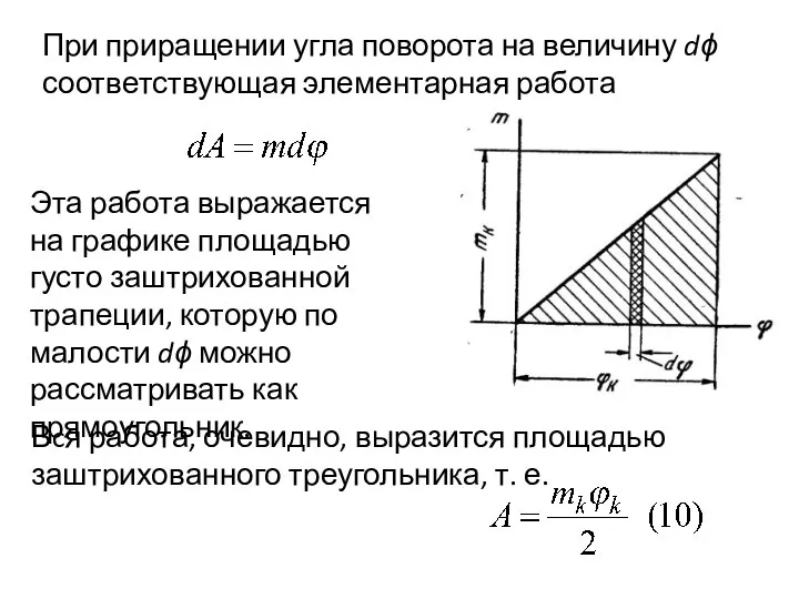 При приращении угла поворота на величину dϕ соответствующая элементарная работа Эта