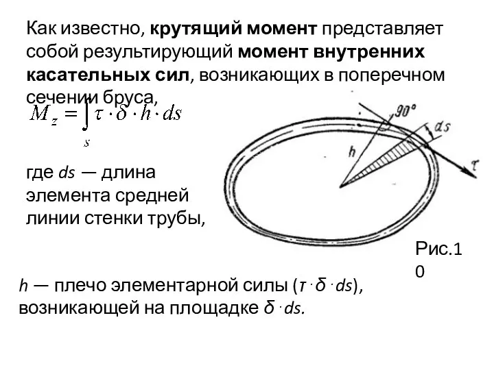 Как известно, крутящий момент представляет собой результирующий момент внутренних касательных сил,