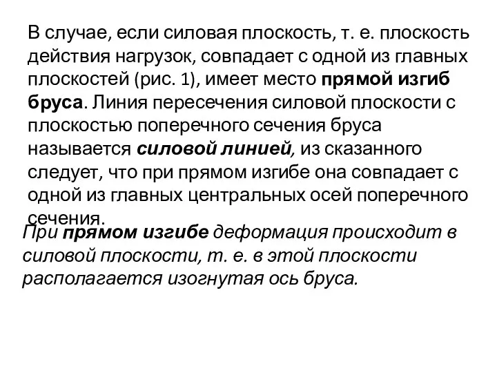 В случае, если силовая плоскость, т. е. плоскость действия нагрузок, совпадает