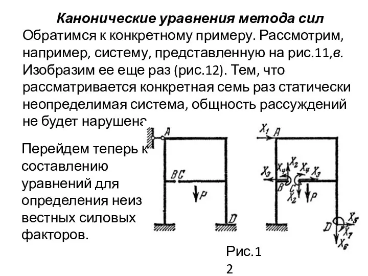 Канонические уравнения метода сил Обратимся к конкретному примеру. Рассмотрим, на­пример, систему,