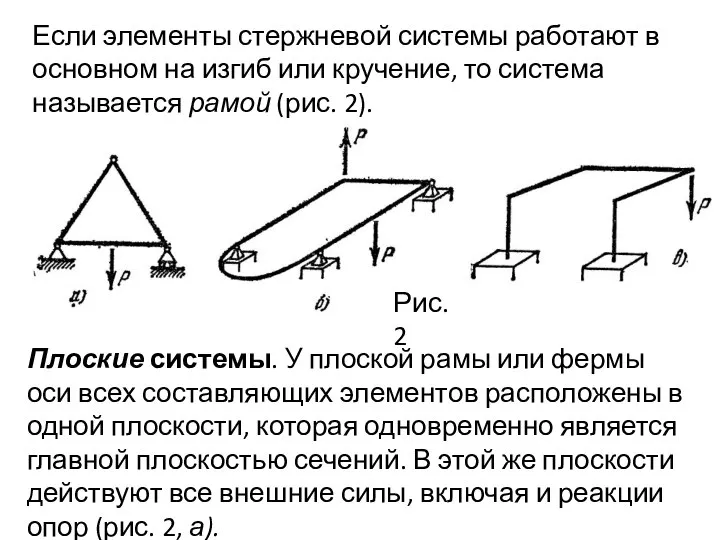 Если элементы стержневой системы работают в основном на изгиб или кручение,