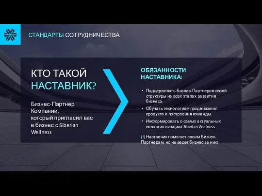 СТАНДАРТЫ СОТРУДНИЧЕСТВА КТО ТАКОЙ НАСТАВНИК? Бизнес-Партнер Компании, который пригласил вас в