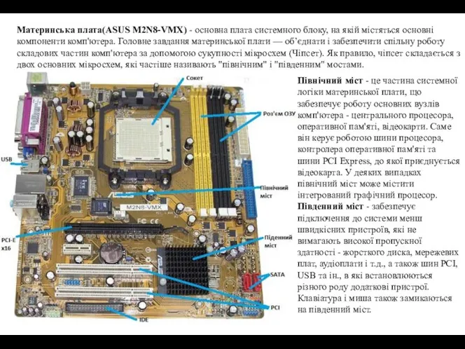 Материнська плата(ASUS M2N8-VMX) - основна плата системного блоку, на якій містяться