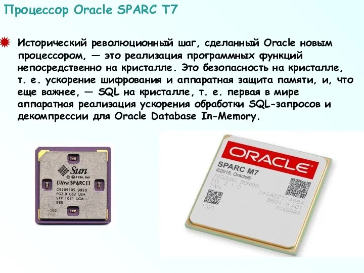 Исторический революционный шаг, сделанный Oracle новым процессором, — это реализация программных