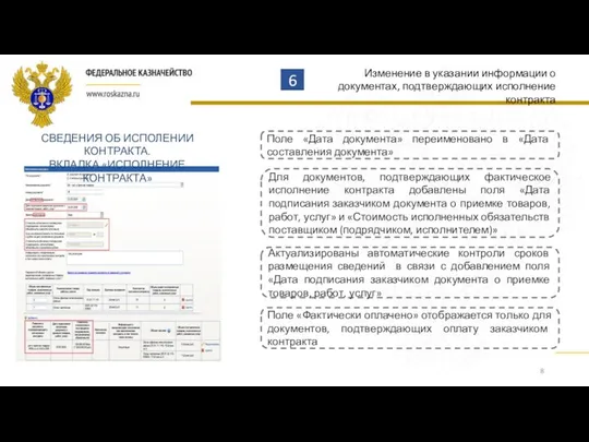 6 Поле «Дата документа» переименовано в «Дата составления документа» Изменение в