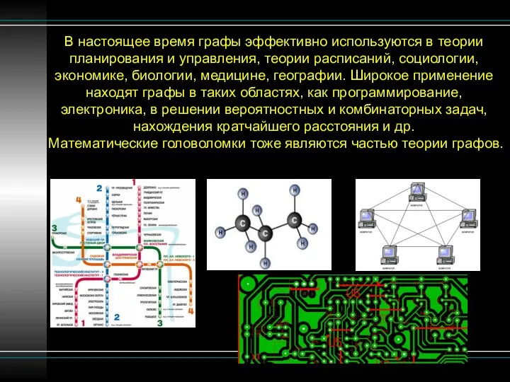 В настоящее время графы эффективно используются в теории планирования и управления,