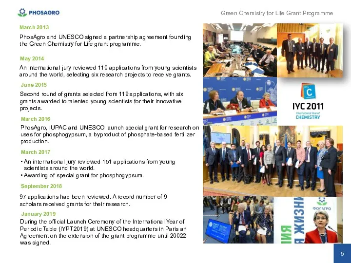 5 Green Chemistry for Life Grant Programme March 2013 PhosAgro and