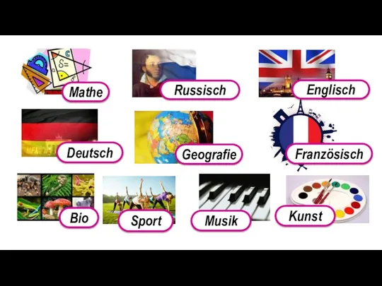 Mathe Russisch Englisch Deutsch Sport Bio Geografie Französisch Musik Kunst