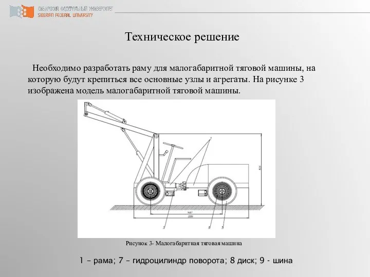 Техническое решение Необходимо разработать раму для малогабаритной тяговой машины, на которую