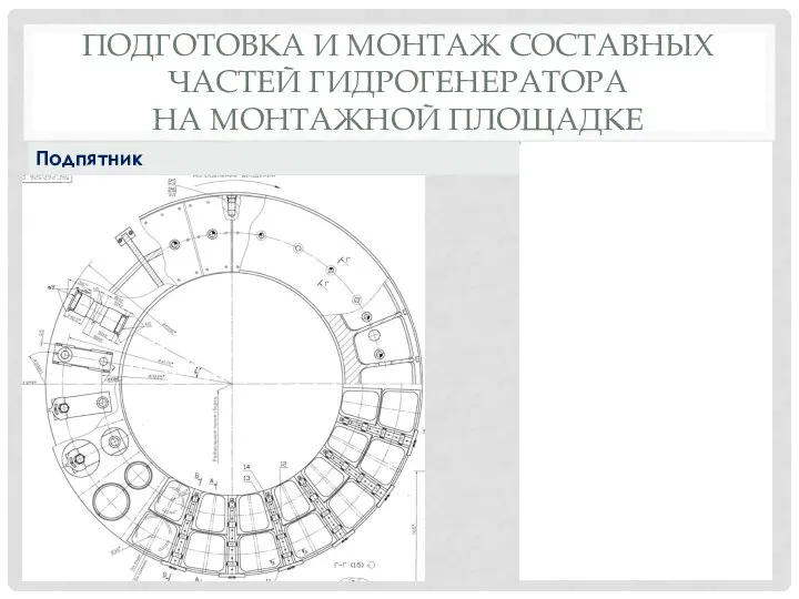 ПОДГОТОВКА И МОНТАЖ СОСТАВНЫХ ЧАСТЕЙ ГИДРОГЕНЕРАТОРА НА МОНТАЖНОЙ ПЛОЩАДКЕ Подпятник