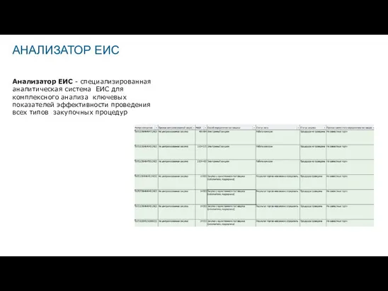 Анализатор ЕИС - специализированная аналитическая система ЕИС для комплексного анализа ключевых