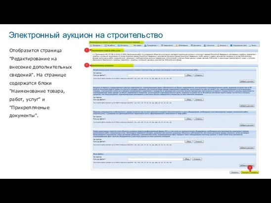 Отобразится страница "Редактирование на внесение дополнительных сведений". На странице содержатся блоки