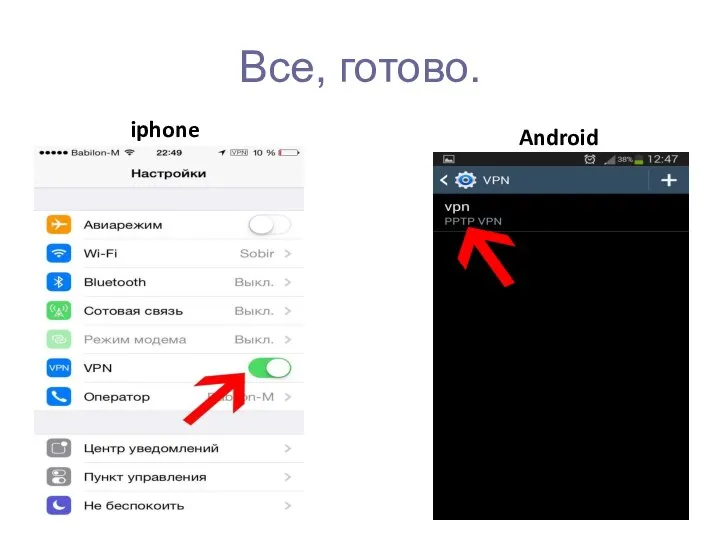 Все, готово. iphone Android