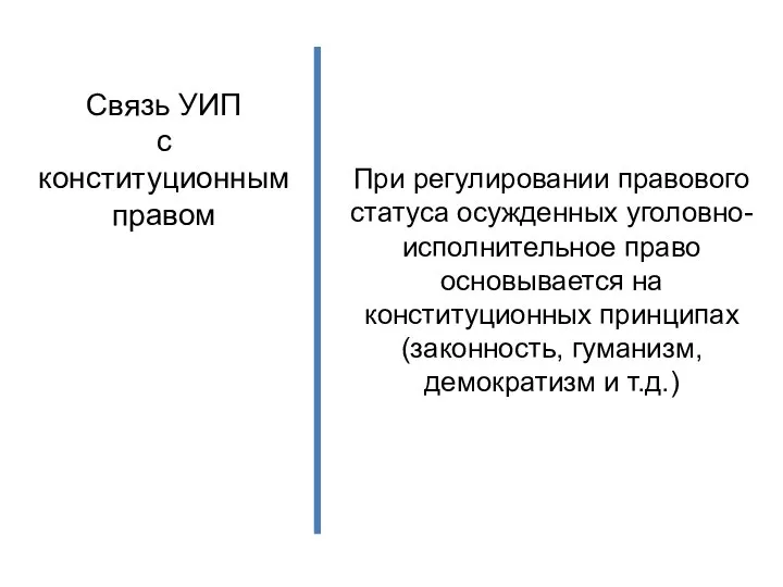 Связь УИП с конституционным правом При регулировании правового статуса осужденных уголовно-исполнительное