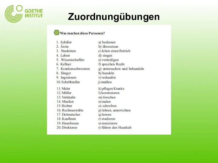 Zuordnungübungen