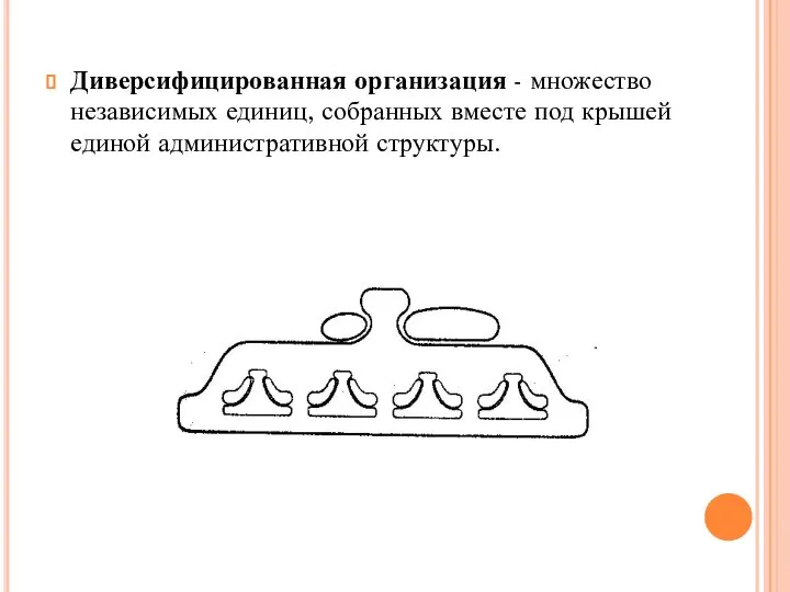 Диверсифицированная организация - множество независимых единиц, собранных вместе под крышей единой административной структуры.