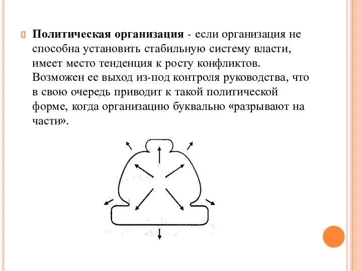 Политическая организация - если организация не способна установить стабильную систему власти,