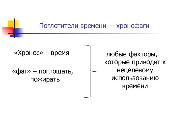 Поглотители времени — хронофаги «Хронос» – время «фаг» – поглощать, пожирать