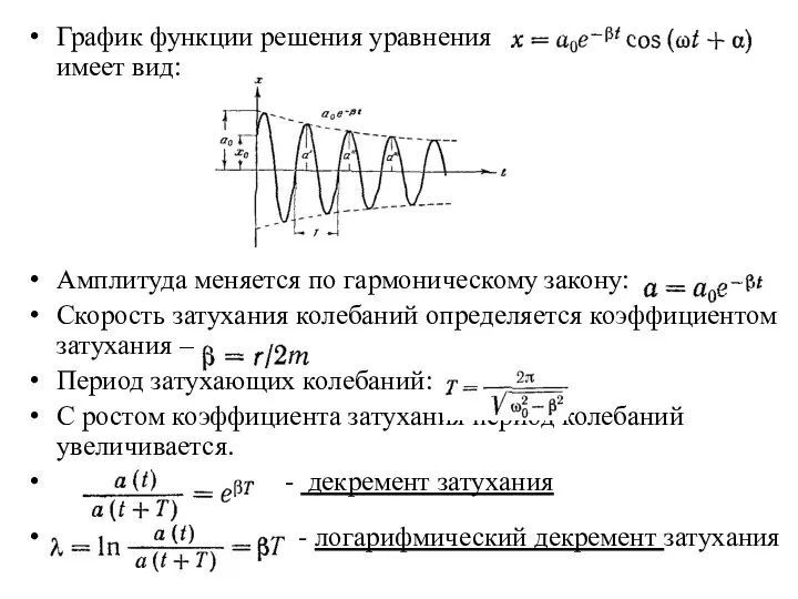 График функции решения уравнения имеет вид: Амплитуда меняется по гармоническому закону:
