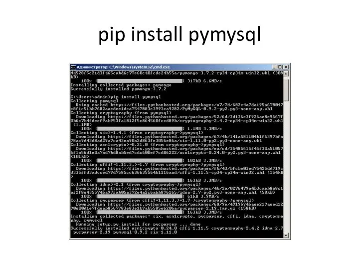 pip install pymysql