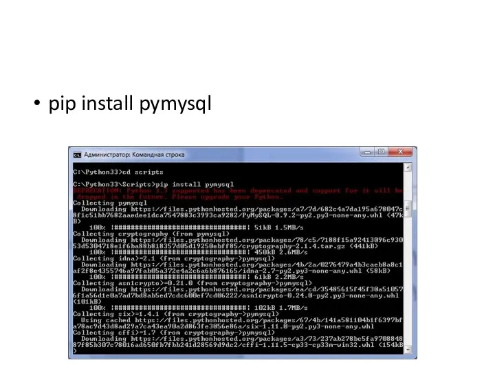 pip install pymysql