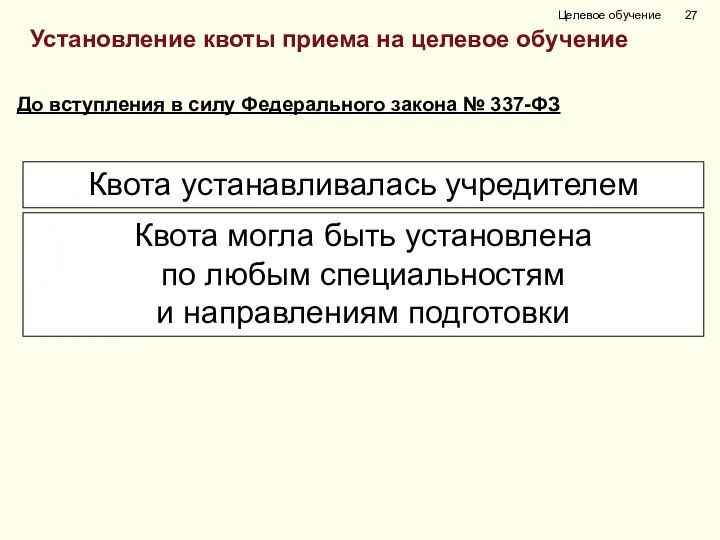 Квота устанавливалась учредителем Квота могла быть установлена по любым специальностям и