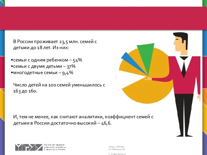 В России проживает 23,5 млн. семей с детьми до 18 лет.