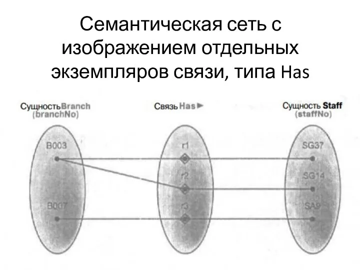 Семантическая сеть с изображением отдельных экземпляров связи, типа Has