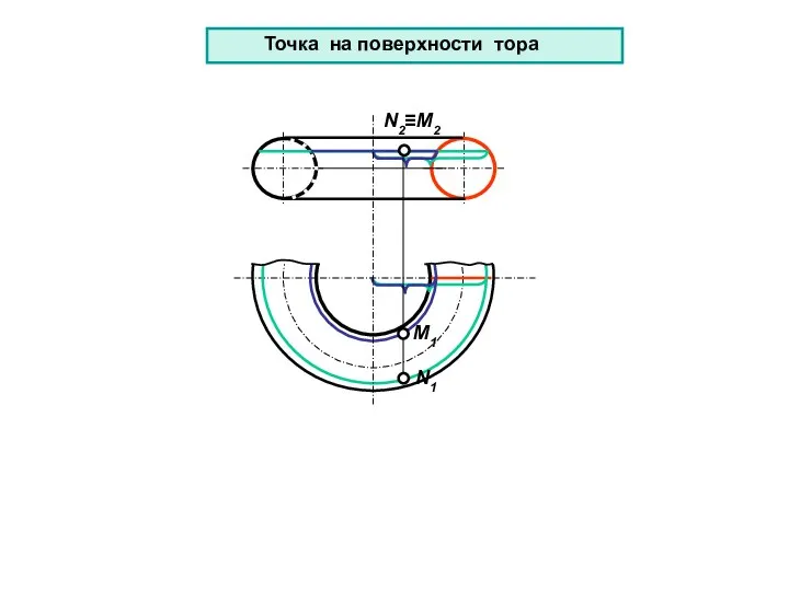 N1 N11 M1 M11 Точка на поверхности тора N2≡M2