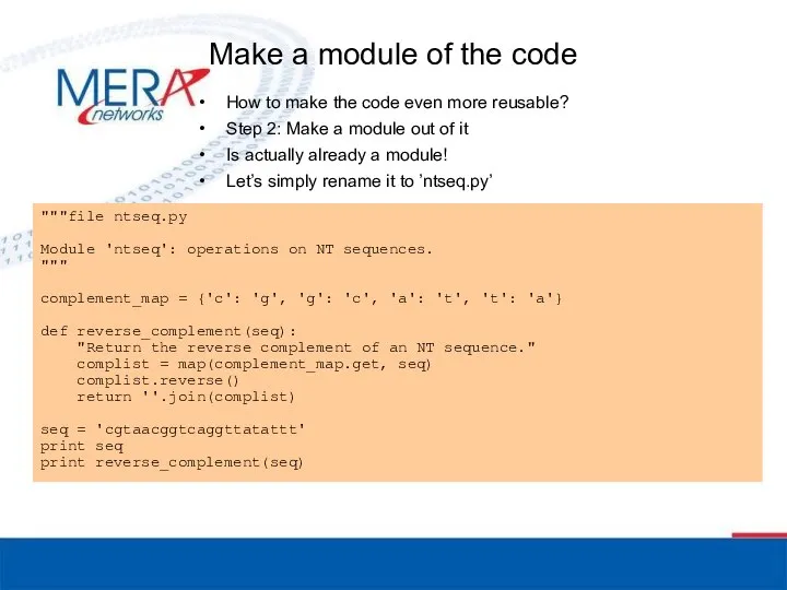 Make a module of the code How to make the code