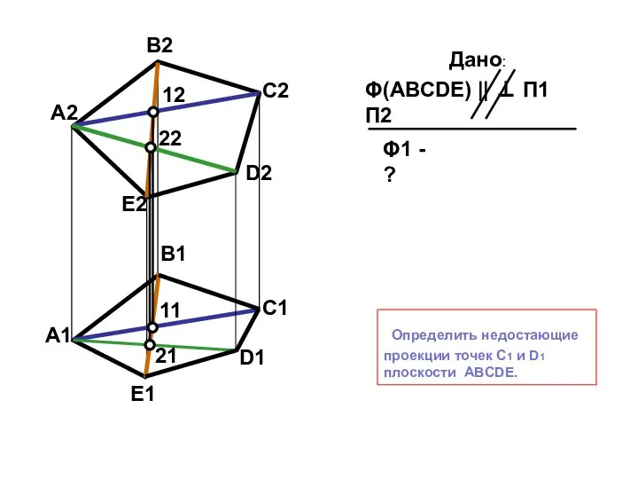 A2 B2 C1 D2 E2 A1 B1 E1 Дано: Φ(АВСDE) ||