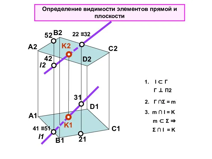 А2 B2 C2 D2 D1 C1 B1 А1 l2 l1 K1