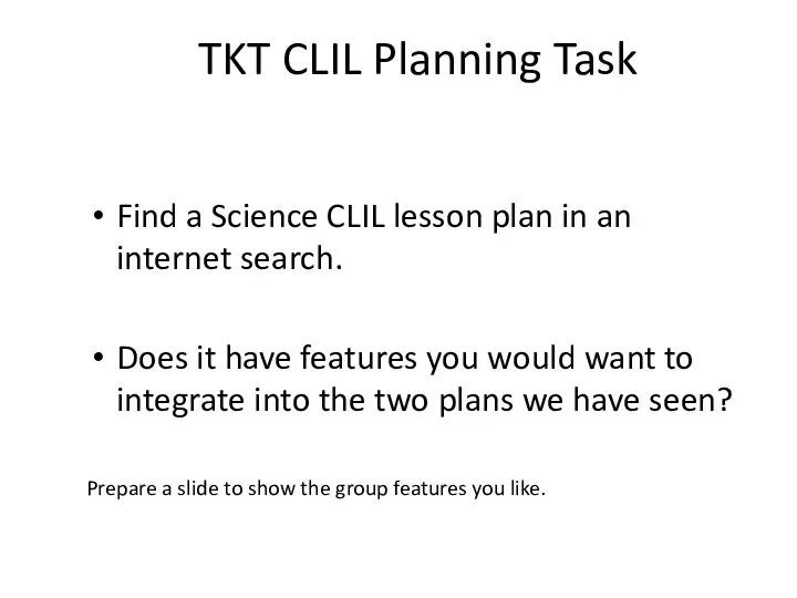 TKT CLIL Planning Task Find a Science CLIL lesson plan in